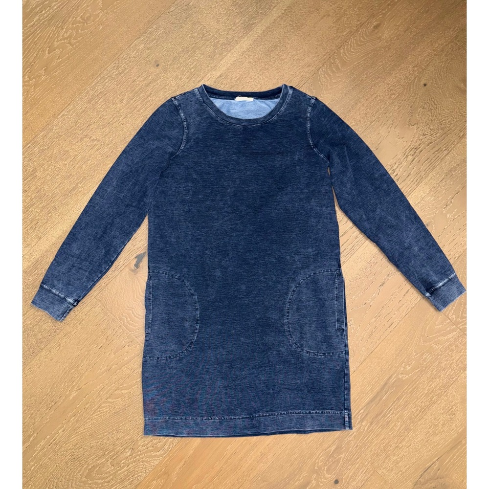 Jane and Delancey Blue Acid Wash Long Sleeve Sweatshirt Dress with Pockets Small